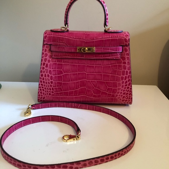 House of Hello Pink Leather Kelly Bag 💯 Authentic - Picture 11 of 14